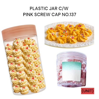 PLASTIC JAR C/W PINK SCREW CAP NO.137 PER UNIT