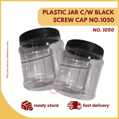 PLASTIC JAR C/W BLACK SCREW CAP NO.1050-UNIT