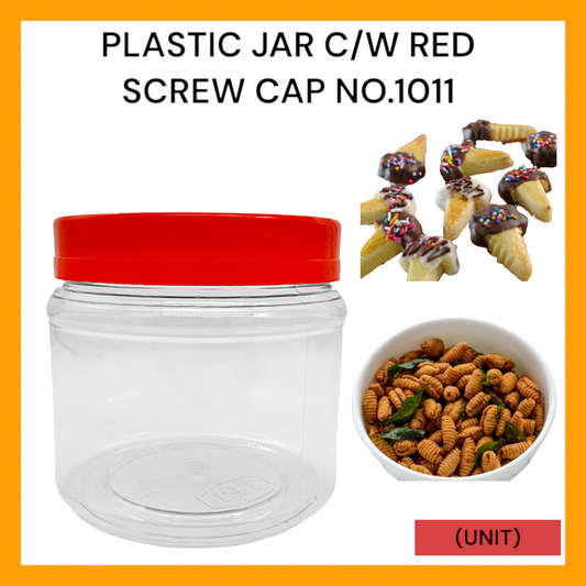 PLASTIC JAR C/W RED SCREW CAP NO.1011 PER UNIT