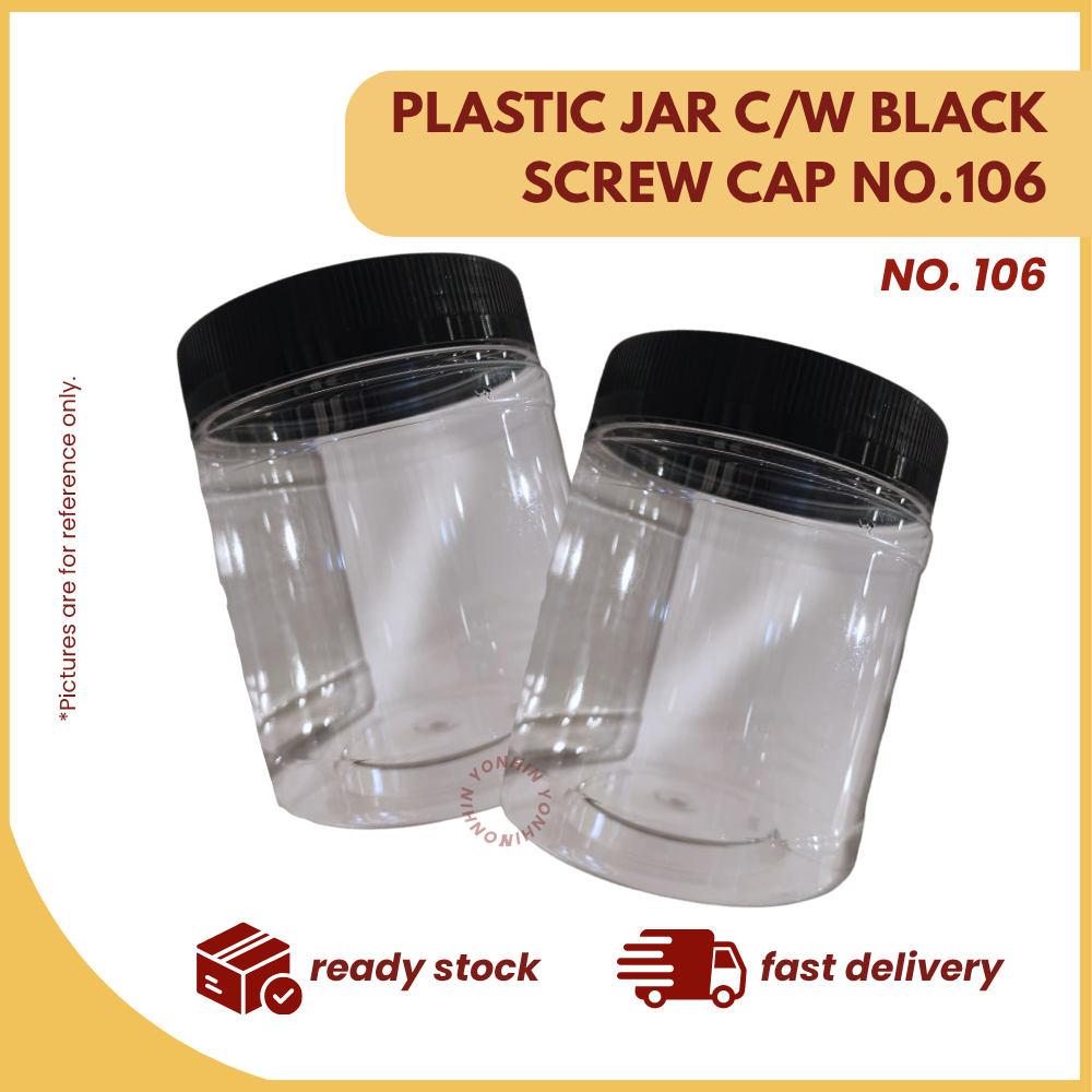PLASTIC JAR C/W BLACK SCREW CAP NO.106-UNIT