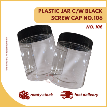 PLASTIC JAR C/W BLACK SCREW CAP NO.106-UNIT