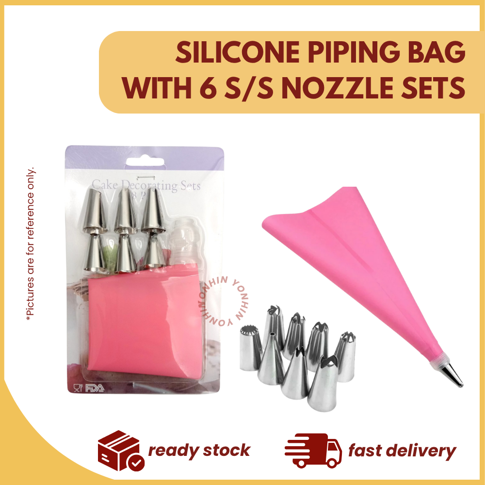 SILICONE PIPING BAG WITH 6 S/S NOZZLE SETS-UNIT