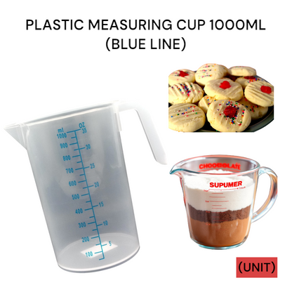 PLASTIC MEASURING CUP 1000ML (BLUE LINE) PER UNIT