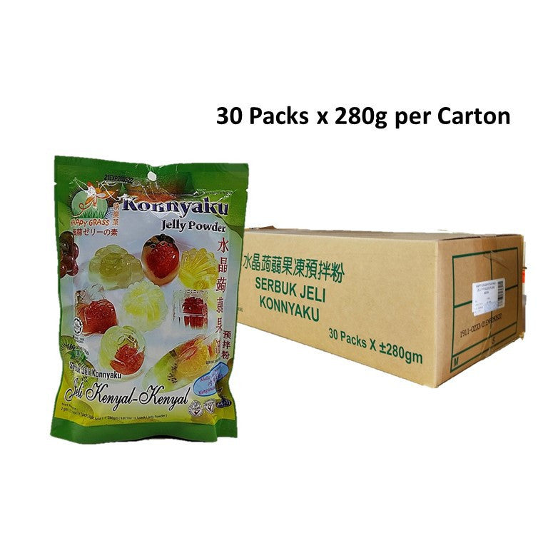 Happy Grass Konnyaku Jelly Powder (Plain) 30 Pack x 280gm/Carton Serbuk Jeli Konnyaku Jeli Kenyal- Kenyal Karton