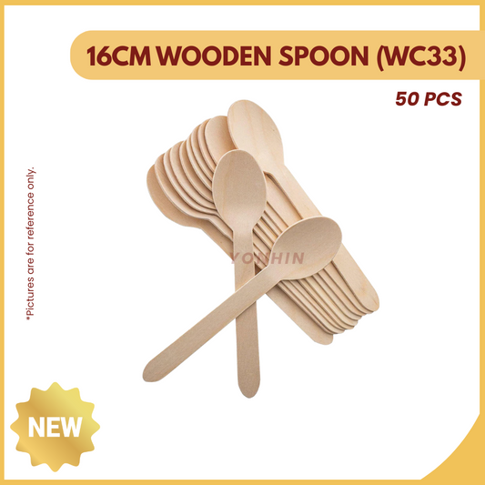 16CM WOODEN SPOON (WC33) 50PCS-PKT