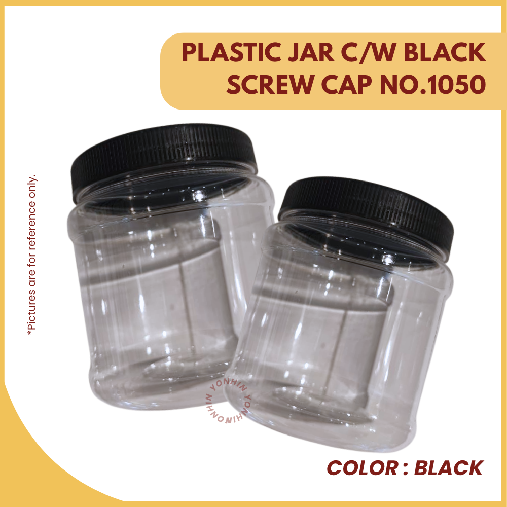 PLASTIC JAR C/W BLACK SCREW CAP NO.1050-UNIT