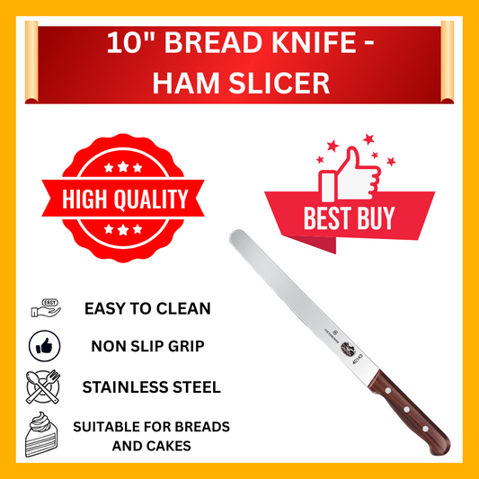 10" STAINLESS STEEL BREAD KNIFE (HAM SLICER)