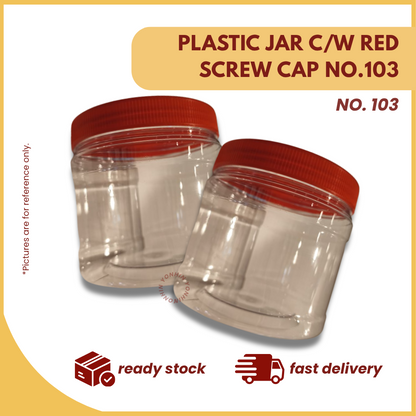 PLASTIC JAR C/W RED SCREW CAP NO.103 PER UNIT