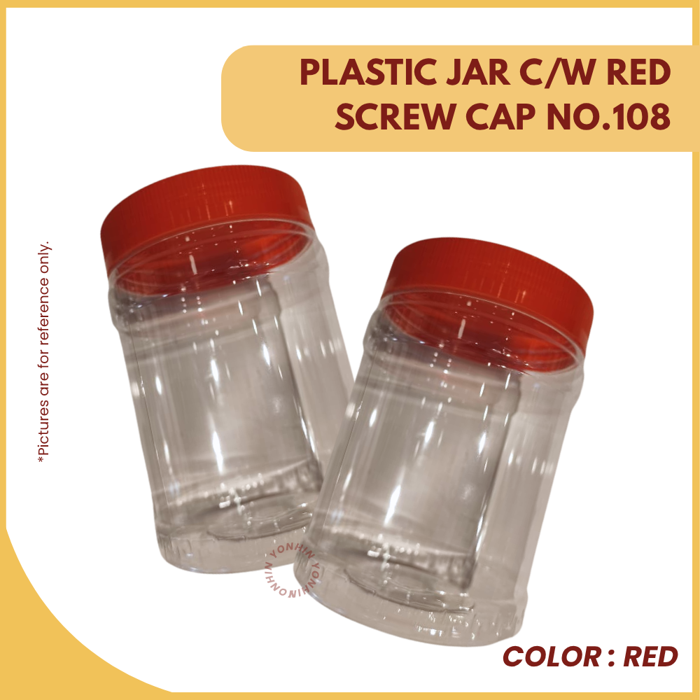 PLASTIC JAR C/W RED SCREW CAP NO.108 PER UNIT