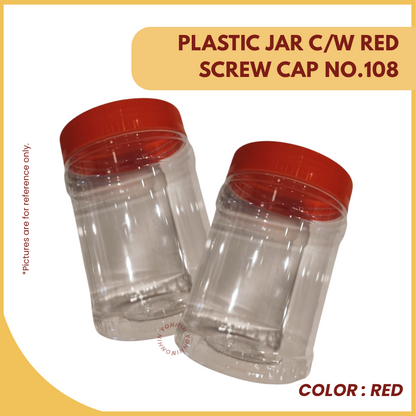 PLASTIC JAR C/W RED SCREW CAP NO.108 PER UNIT