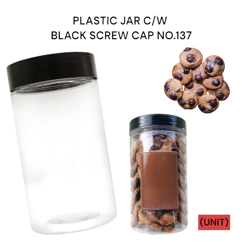 PLASTIC JAR C/W BLACK SCREW CAP NO.137 PER UNIT