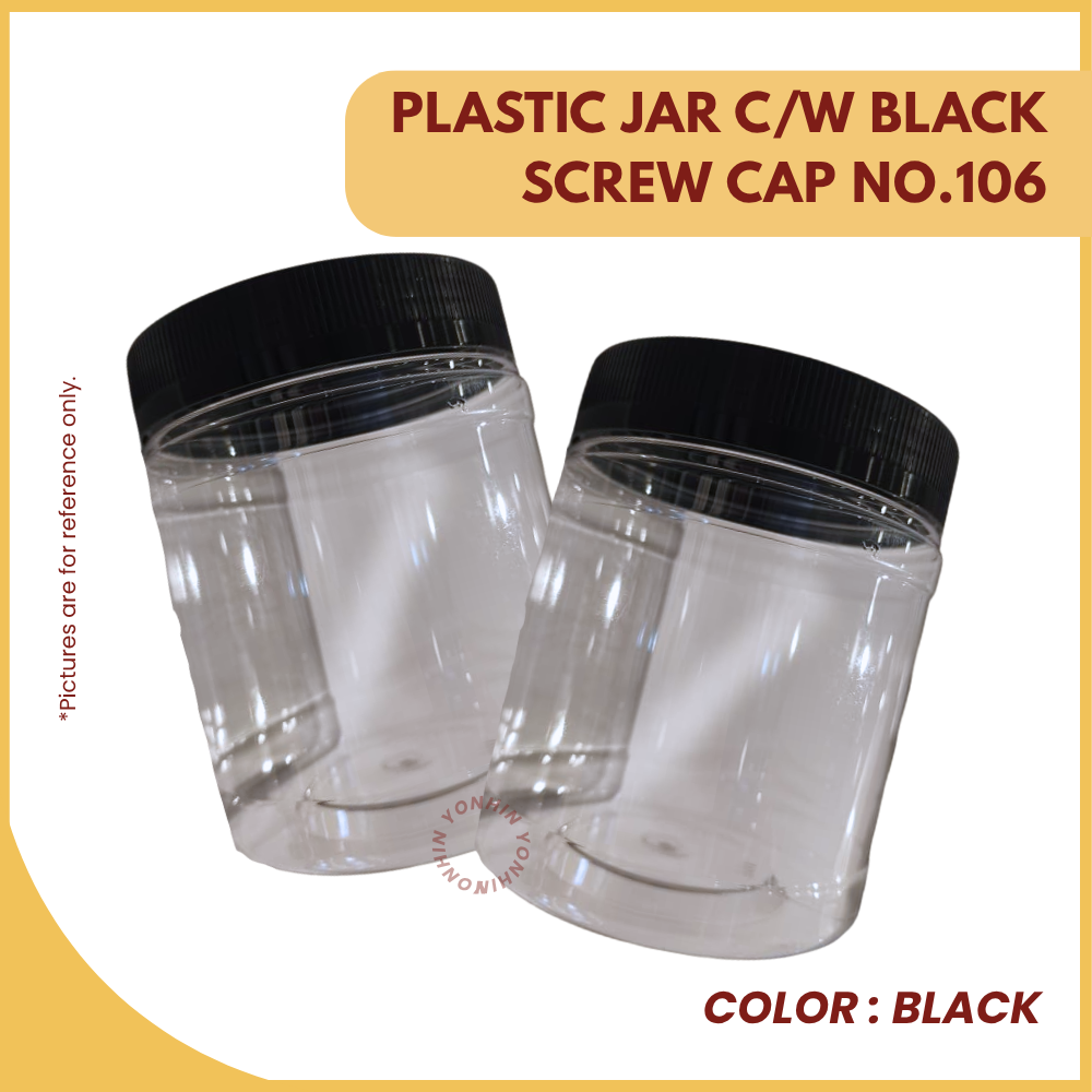 PLASTIC JAR C/W BLACK SCREW CAP NO.106-UNIT