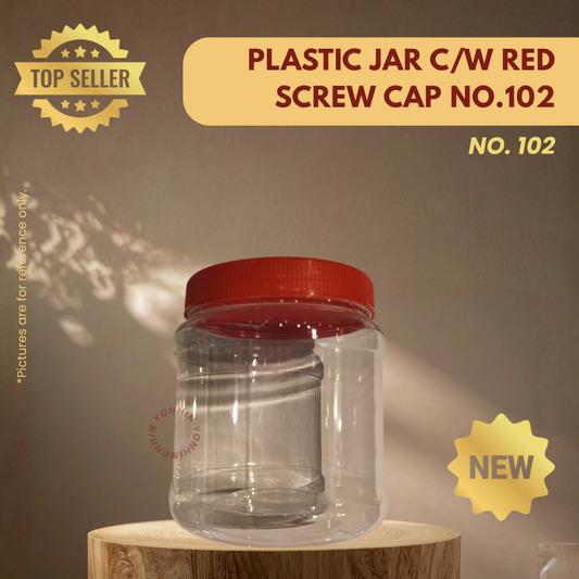 PLASTIC JAR C/W RED SCREW CAP NO.102-UNIT