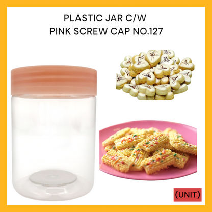 PLASTIC JAR C/W PINK SCREW CAP NO.127 PER UNIT