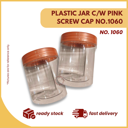 PLASTIC JAR C/W PINK SCREW CAP NO.1060-UNIT