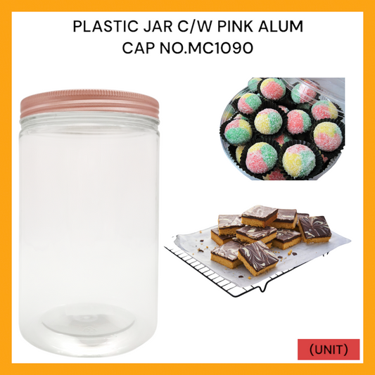 PLASTIC JAR C/W PINK ALUM CAP NO.MC1090 PER UNIT
