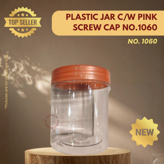 PLASTIC JAR C/W PINK SCREW CAP NO.1060-UNIT