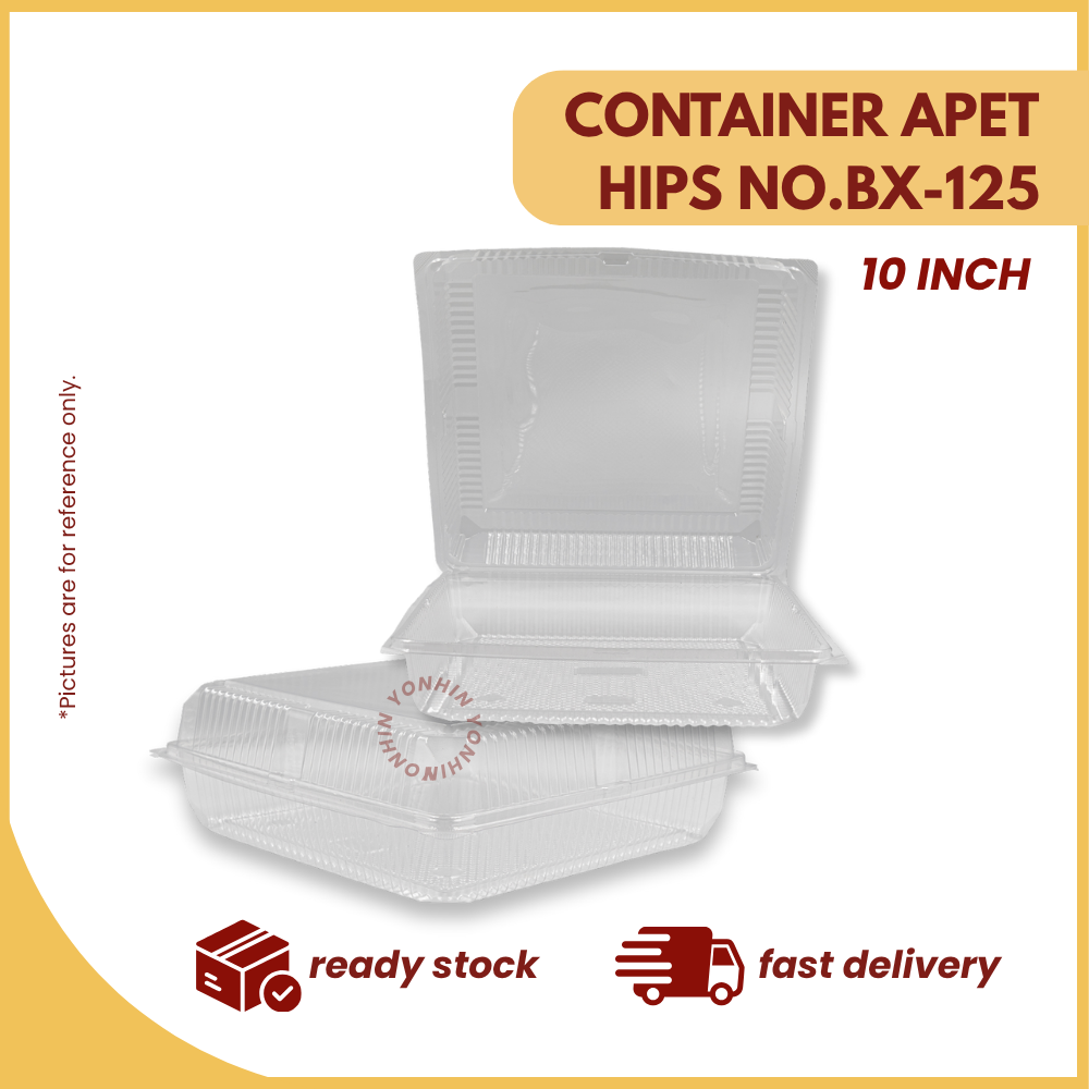 CONTAINER APET HIPS NO.BX-125 (10") 50PCS-PKT