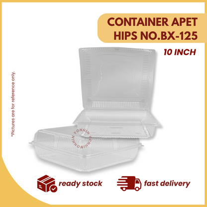 CONTAINER APET HIPS NO.BX-125 (10") 50PCS-PKT
