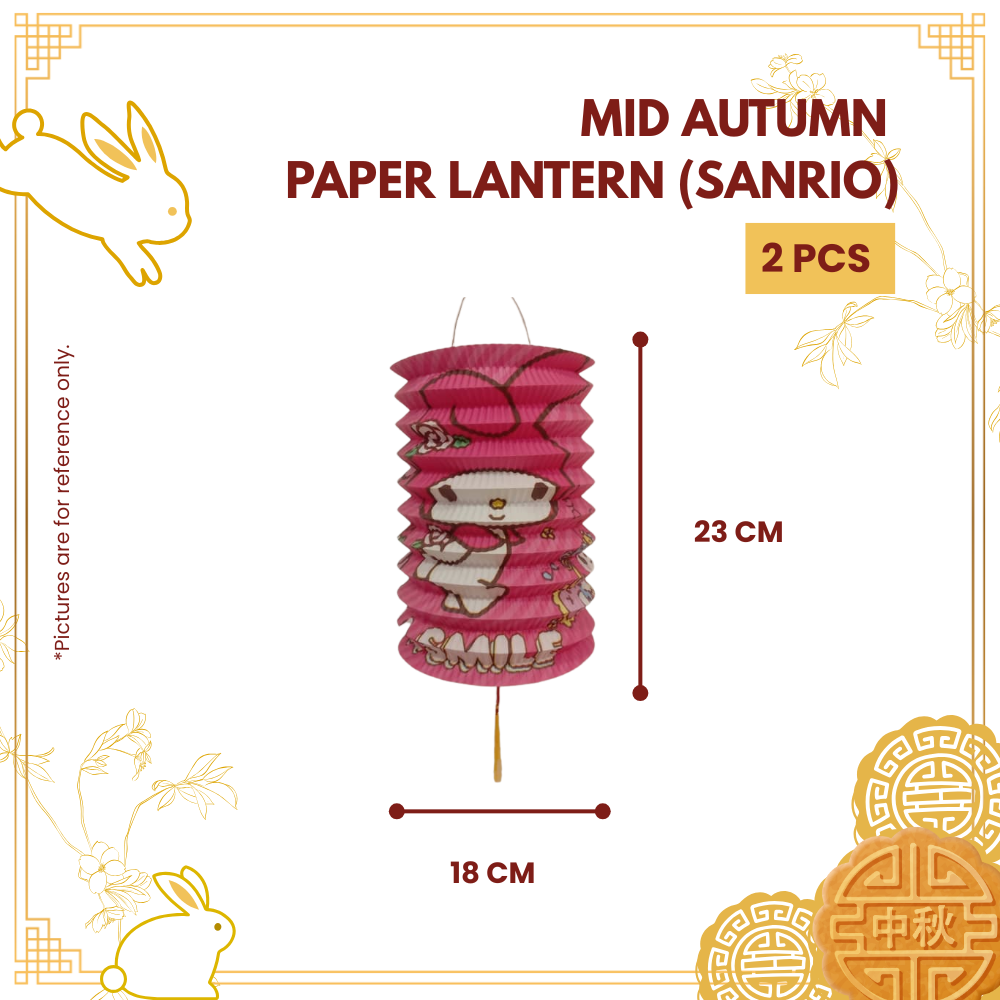 MID AUTUMN PAPER LANTERN (SANRIO)+HANDLE 2PCS-PKT-R