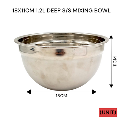 18X11CM 1.2L DEEP S/S MIXING BOWL (SS-603) PER UNIT