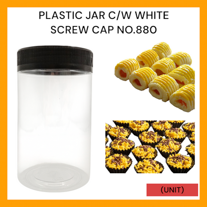 PLASTIC JAR C/W BLACK SCREW CAP NO.880 PER UNIT