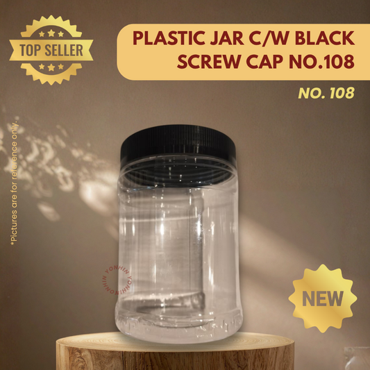 PLASTIC JAR C/W BLACK SCREW CAP NO.108-UNIT