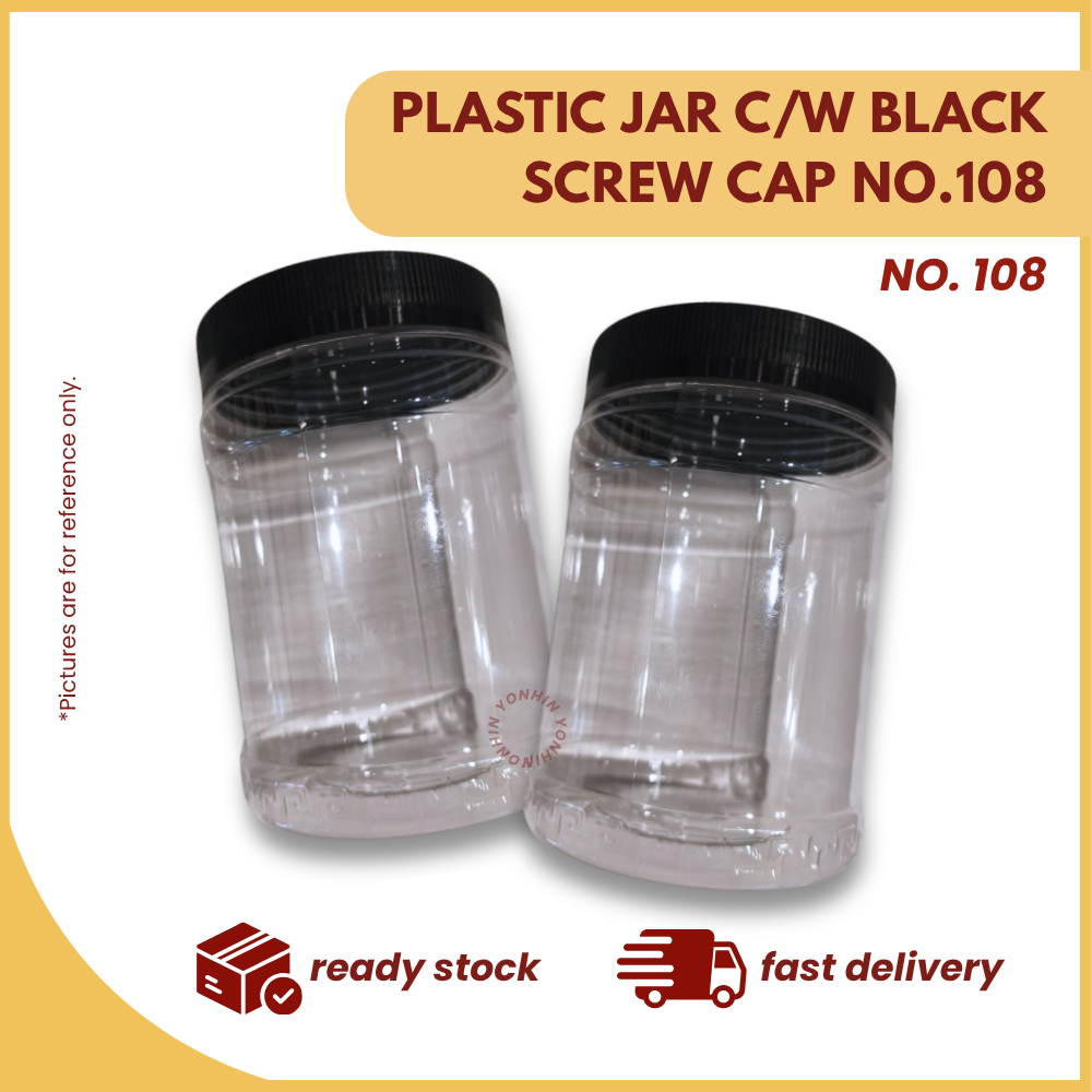 PLASTIC JAR C/W BLACK SCREW CAP NO.108-UNIT