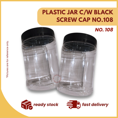 PLASTIC JAR C/W BLACK SCREW CAP NO.108-UNIT