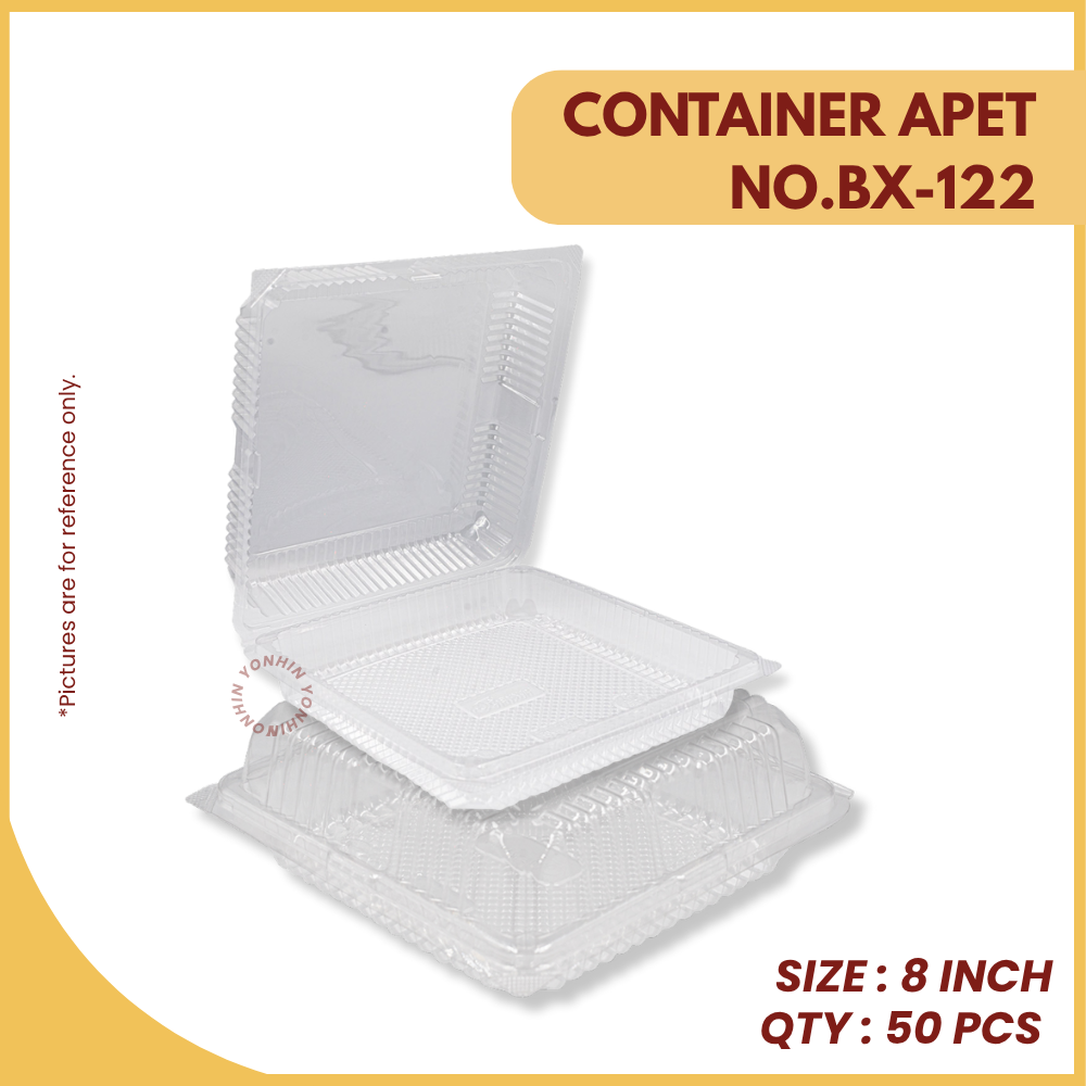 CONTAINER APET NO.BX-122 (8") 50PCS-PKT