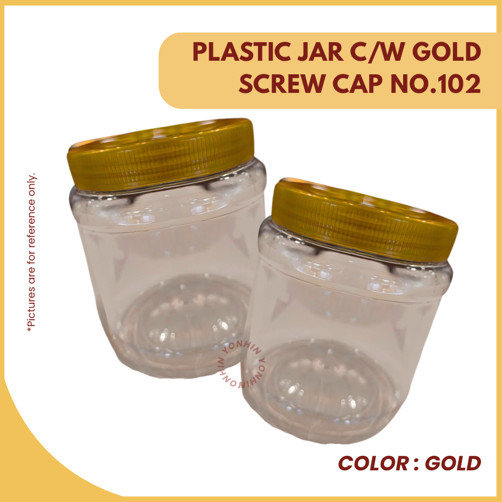 PLASTIC JAR C/W GOLD SCREW CAP NO.102-UNIT