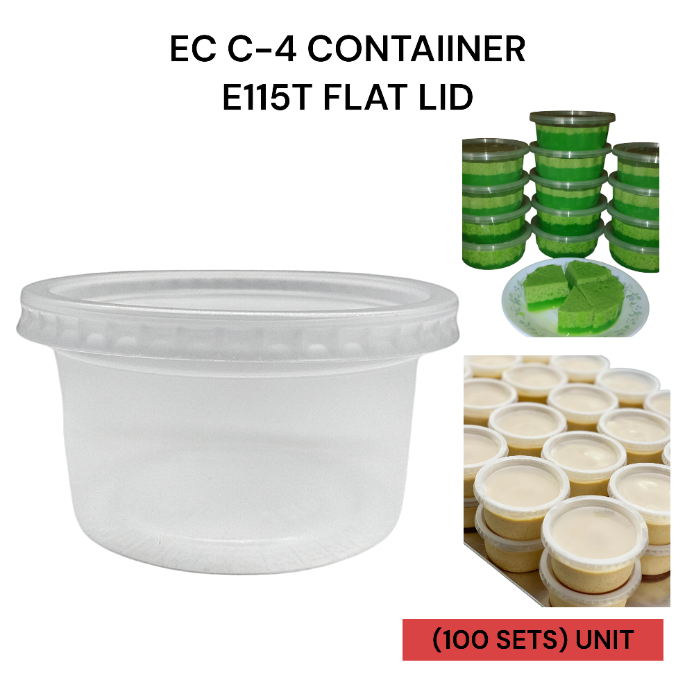 EC C-4 CONTAINER E115T FLAT LID (100SETS) PER PKT