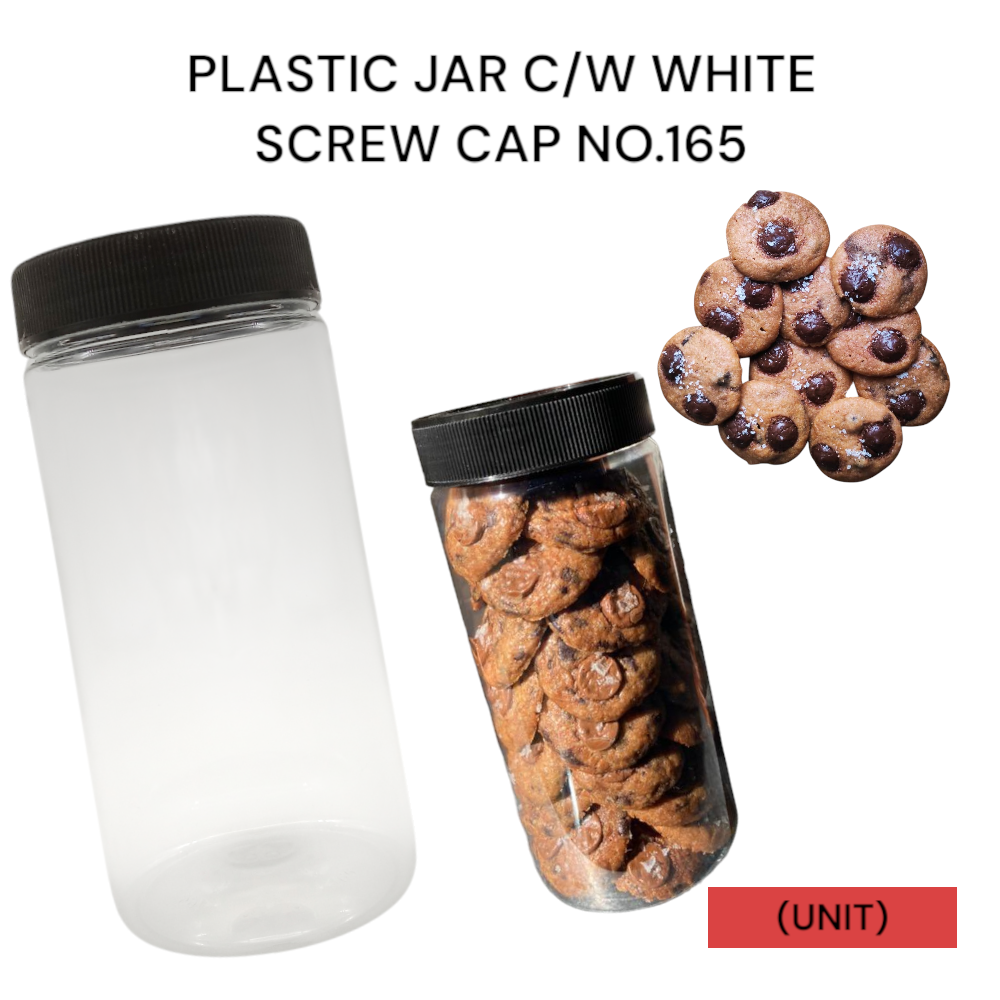 PLASTIC JAR C/W BLACK SCREW CAP NO.165 PER UNIT