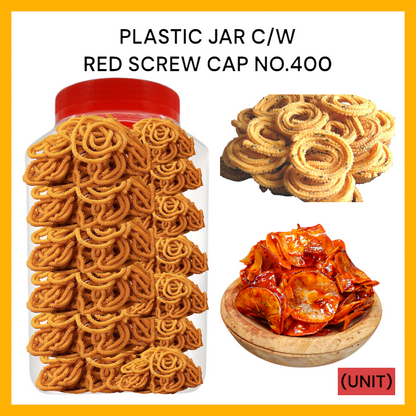 PLASTIC JAR C/W RED SCREW CAP NO.400 PER UNIT