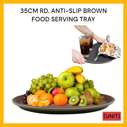 35CM RD. ANTI-SLIP BROWN FOOD SERVING TRAY (B36-27B 1400) PER UNIT