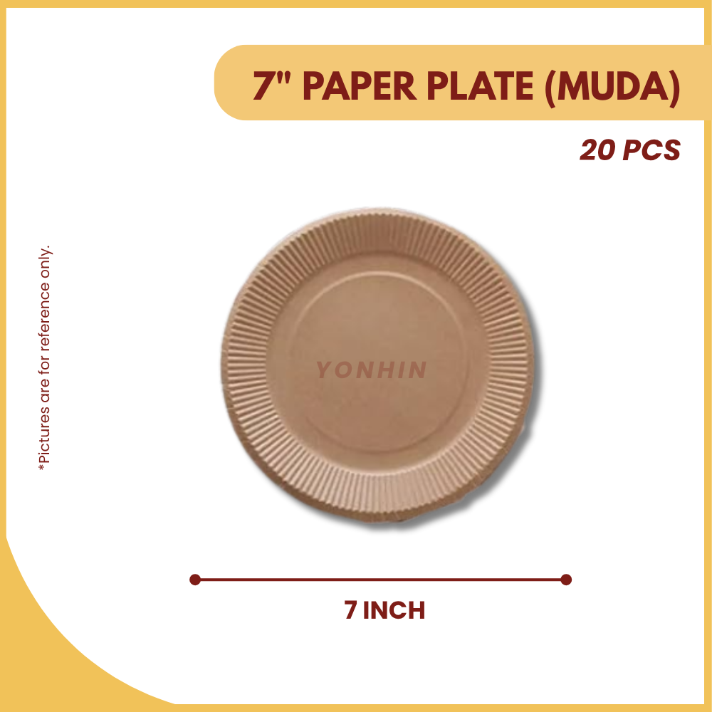 7" PAPER PLATE (MUDA) 20PCS+/--PKT