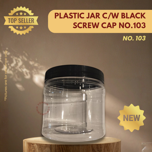PLASTIC JAR C/W BLACK SCREW CAP NO.103-UNIT