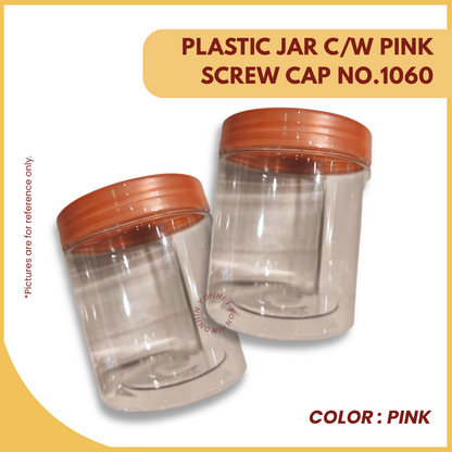 PLASTIC JAR C/W PINK SCREW CAP NO.1060-UNIT