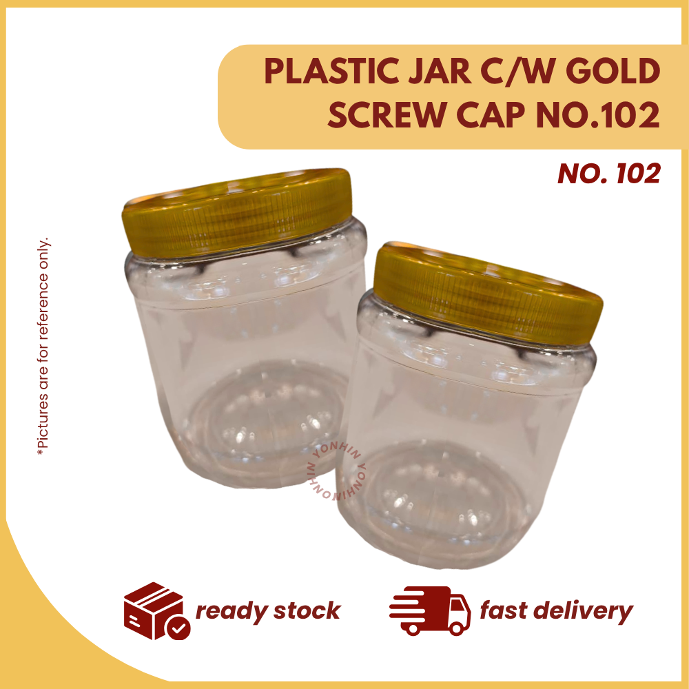 PLASTIC JAR C/W GOLD SCREW CAP NO.102-UNIT
