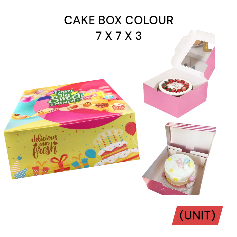 7" X 7" X 3" COLOUR CAKE BOX