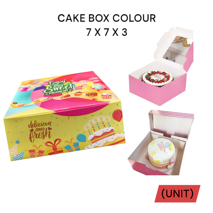 7" X 7" X 3" COLOUR CAKE BOX