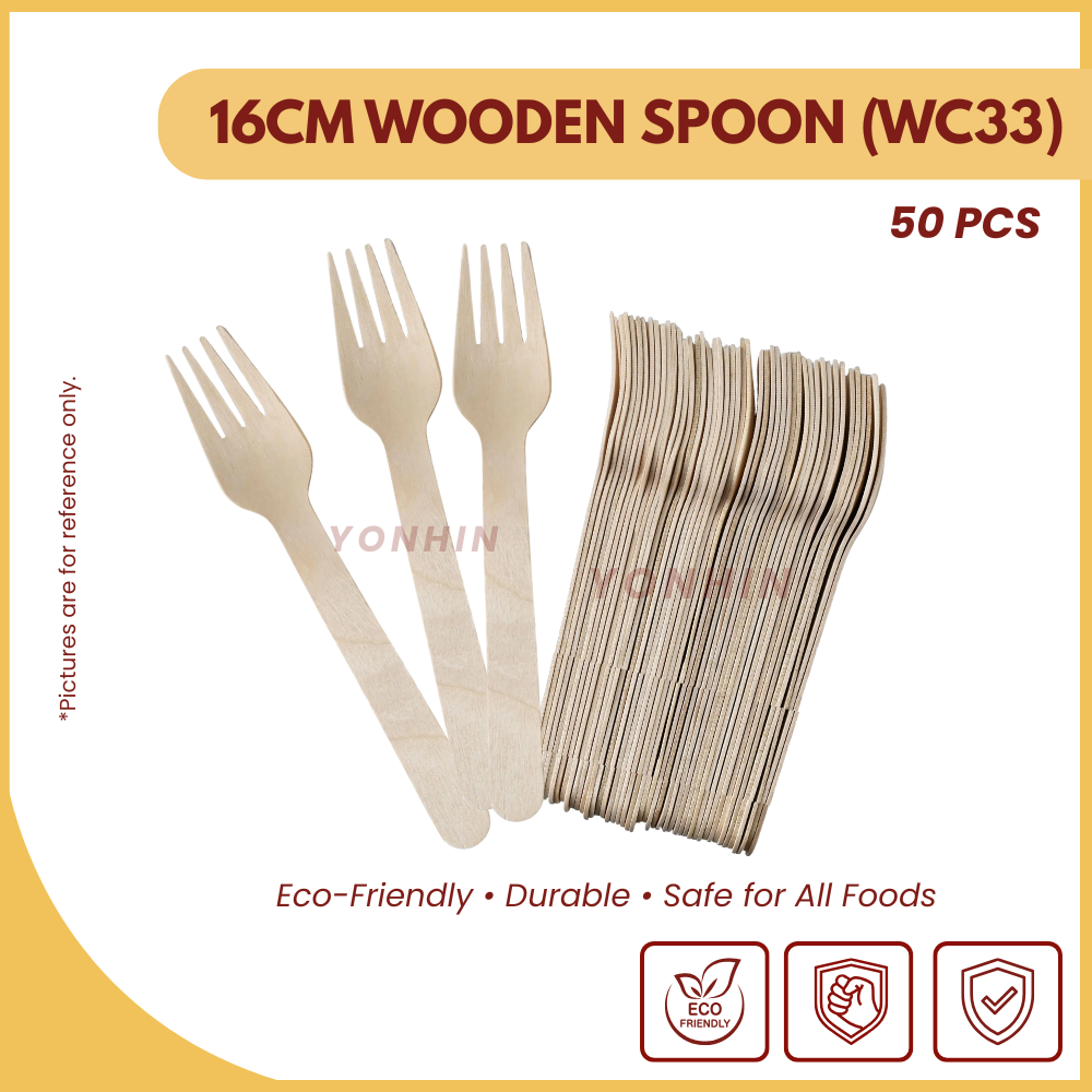 16CM WOODEN FORK (WC32) 50PCS-PKT