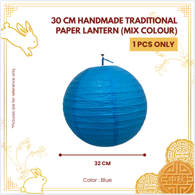 30CM HANDMADE TRADITIONAL PAPER LANTERN (MIX COLOUR)-UNIT