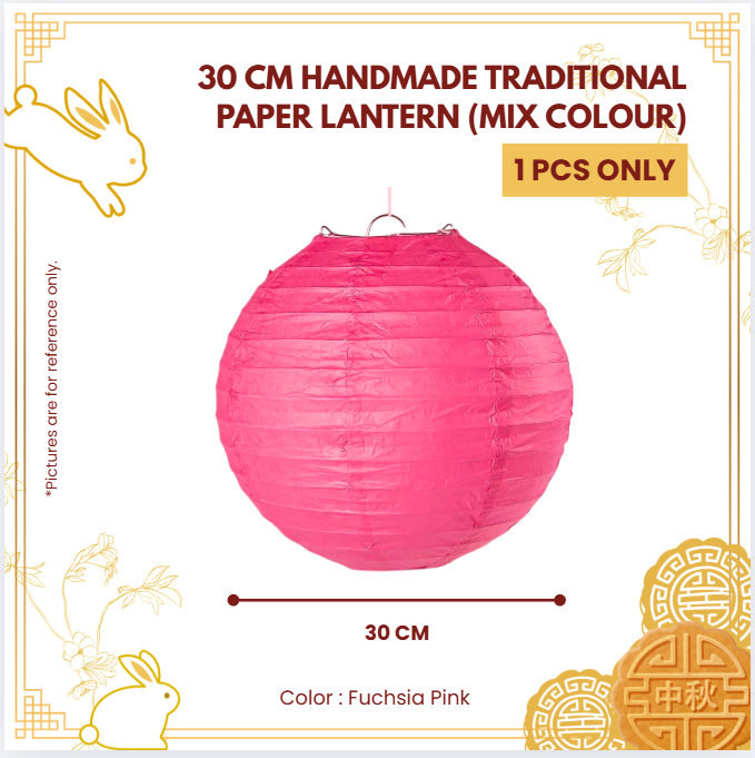 30CM HANDMADE TRADITIONAL PAPER LANTERN (MIX COLOUR)-UNIT