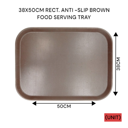 38X50CM RECT. ANTI-SLIP BROWN FOOD SERVING TRAY (B36-26C 1320) PER UNIT