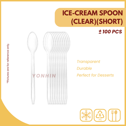 ICE-CREAM SPOON (CLEAR)(SHORT) - 100+/-PCS-UNIT