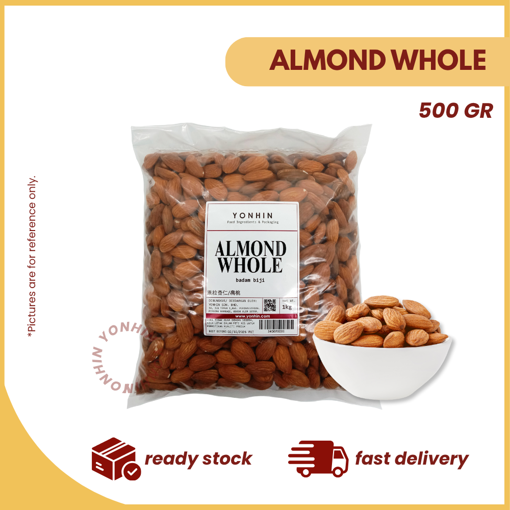 ALMOND WHOLE (BADAM BIJI) 500GM-PKT-R