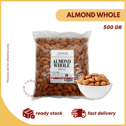 ALMOND WHOLE (BADAM BIJI) 500GM-PKT-R