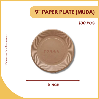 @9" PAPER PLATE (MUDA) 100`s-PKT