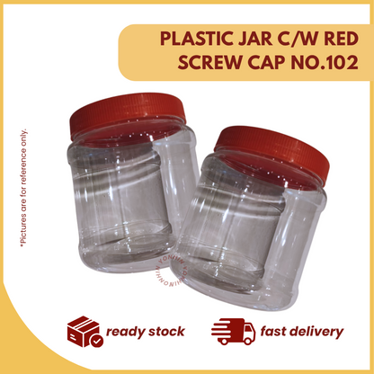 PLASTIC JAR C/W RED SCREW CAP NO.102-UNIT